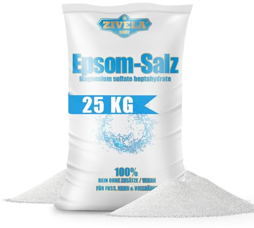 Epsom sale 25 kg | Sali da bagno Epsom 25 kg | Sale Epsom Solfato di magnesio | Sali da bagno di qualità farmaceutica – 100% puro | naturale
