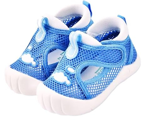 OrJana Sandali per Bambini con Rete Traspirante, Chiusura a Strappo, suola fessibile antiscivolo, Scarpine Primi Passi (Blue, Sistema Taglie Calzature EU, Bimbo (0-5 anni), Numero, Media, 24)