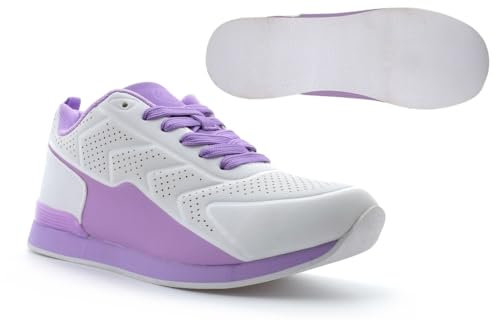 Womens Bowling Shoes Womens Bowling Trainers Size 5 Lawn Bowls Shoes Size 6 Ladies Bowls Trainers Garden Bowl Shoe Garden Bowl Trainer Lace Up Sizes 3-8 White/Lilac 5 UK