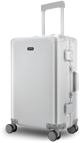 Simanli 50 cm resväskor med hjul helt i aluminium handbagage hårt skal brädbar kabinresväska med TSA-lås tysta spinnhjul, Silver -2, 20 inch