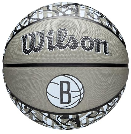 WILSON NBA Team Graffiti Basketball - Brooklyn Nets, Size 7-29.5