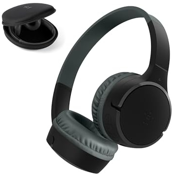 Belkin SoundForm Mini Casque Audio sans Fil pour Enfants avec Micro intégré (Circum-aural, autonomie de 30 h, pour Apprentissage, Voyages, Autocollants Amusants, pour iPhone, iPad, Galaxy) - Noir