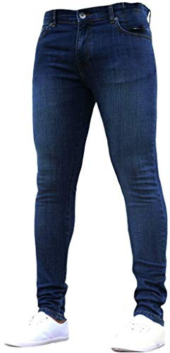 Generiska jeans för män slim fit: denimbyxor överdimensionerade jeans raka ben jeans lätta tygbyxor andas stretchjeans bekväma arbetsbyxor enfärgade klassiska utomhusbyxor för vardagen, Mörkblå, XXL