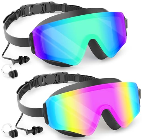 COOLOO Kids Swimming Goggles for Age 4-15, 2 Pack Anti-Fog Kids Goggles | UV Protection Wide View Waterproof Childrens Swimming Goggles for Junior Boys Girls