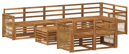 GeenYuu Sofa Set Solid Wood Acacia Garden Furniture Set with Modular Design for Patio and Pool Area, Weather Resistant, Durable, Modern Furniture Set for Flexible Seating Group and Relaxed