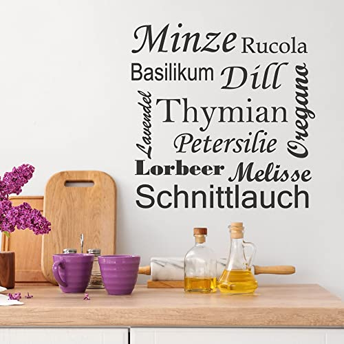 GRAZDesign Wandtattoo Küche Gewürze & Kräuter | Küchenaufkleber selbstklebend - 30x30cm / 073 dunkelgrau