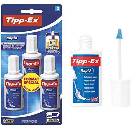 Tipp-Ex Flasche Rapid Korrekturflüssigkeit, Blister 3 Stück