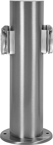 Steckdosensäule Edelstahl mit 2 Steckdosen Gartensteckdose Mehrfachsteckdose