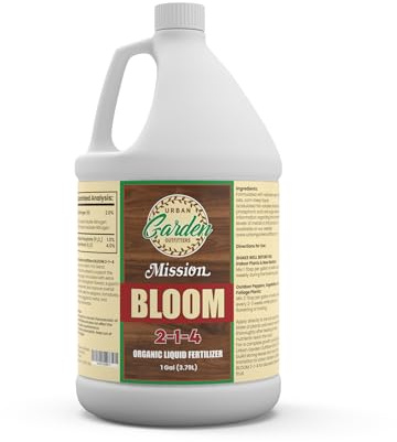 Urban Garden Outfitters Mission Fertilizer Bloom 2-1-4 Organic Liquid Fertilizer-Flower & Fruit Boost for Tomatoes, Peppers, & Ornamentals, All-Purpose, Gallon