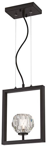 Westinghouse Lighting 63674 Zoa enljus inomhushänge, matt borstad pistol metallfinish med kristallglas