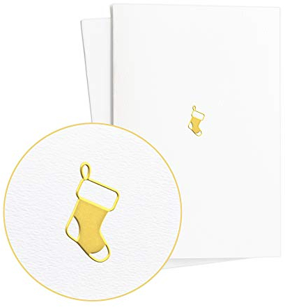 Diese-Klappkarten Lot de 2 cartes de Noël - Motif : Noël et Saint-Nicolas - De qualité supérieure - Avec chaussette de Père Noël en relief doré sur papier texturé - Neutre - Avec enveloppe - E44