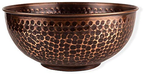 GoCraft - Bol de mezcla de cobre antiguo con acabado martillado para ensalada, batido de huevos, decoración y cocina para servir – 19 cm (acabado antiguo)