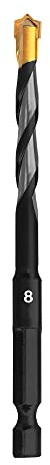Multi-Material-Bohrer Ø 8 mm - Professioneller Bohrer mit Hex-9 Bitaufnahme, ideales Zubehör für Akku-/Schlagschrauber, Bohrer für Stein, Ziegel, Fliesen, Holz, Kunststoff, Metall