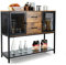 COSTWAY Sideboard industriell, Konsolentisch mit 2 Gitterschränken und 2 Schubladen, Beistelltisch 100 x 35 x 85cm
