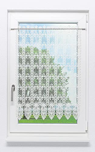 Plauener Spitze Scheibengardine Blütenmedaillon (Bx H) 72cm * 90cm weiß