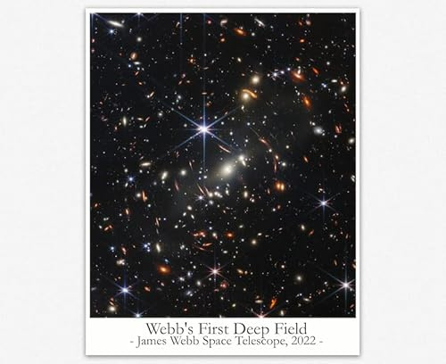 Wallbuddy James Webb Space Telescope First Deep Field Stampa Foto Poster - Stampe Da Parete Moderne Foto Estetica Decorazioni Insieme Di 6 Telescopio Astronomico Aesthetic Room Decor (40cm x 50cm)