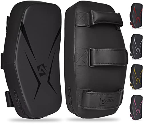 AQF Bouclier De Frappe, Coussin De Frappe, Pao Boxe Cuir Maya Courbé Kick Shield, Pattes d'ours Boxe, Thai Pad, Punching Cible pour MMA, Taekwondo, Boxing, Karate, Arts Martiaux & UFC