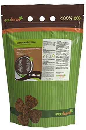 CULTIVERS Federmehl 5 kg. NPK 12-2-1. Organischer Dünger für Pflanzen mit hohem Stickstoffgehalt. Obstgärten, Blumen-/Obstbäume und Zierpflanzen