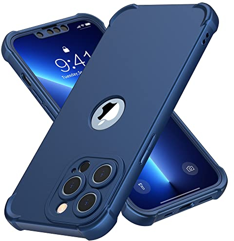 ORETECH für iPhone 13 Pro Max Hülle, mit 2 Stück Schutzfolie, 360 Grad Ganzkörper Stoßfest Kratzfest Silikon Handyhülle für iPhone 13 Pro Max 6,7 Zoll,Blau