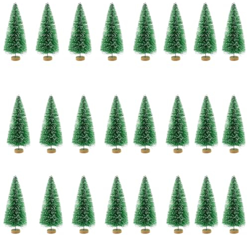 24 Pieces Christmas Tree, Mini Trees for Art Projects and DIY Snow Globes, Holiday Crafts Decoration for Cake and Gifts, Green 4.5cm