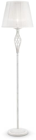 Casa Padrino Lampada da Terra Barocco Bianco/Oro Ø 38 x A. 165 cm - Lampada da Terra in Metallo in Stile Barocco con Paralume Rotondo - Luci barocche - Nobile e magnifica