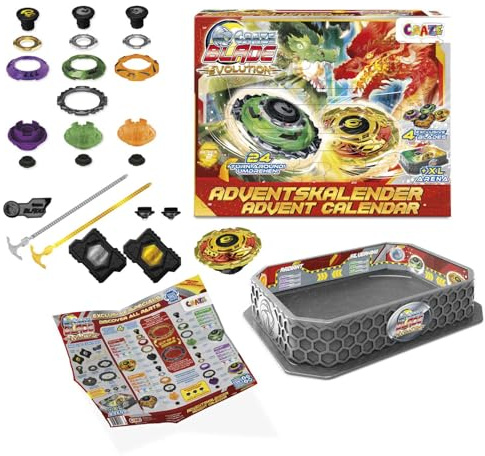 Calendario dell'avvento BLADE di CRAZE - Calendario dell'avvento per bambini e bambine con arena di battaglia, lanciatori e trottole - Calendario di Natale per bambini e bambine