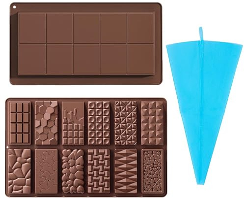 2 stampi per cioccolato, dotati di 1 sacchetto per tubazioni, stampi in silicone, stampi da forno, accessori da cucina, riutilizzabili