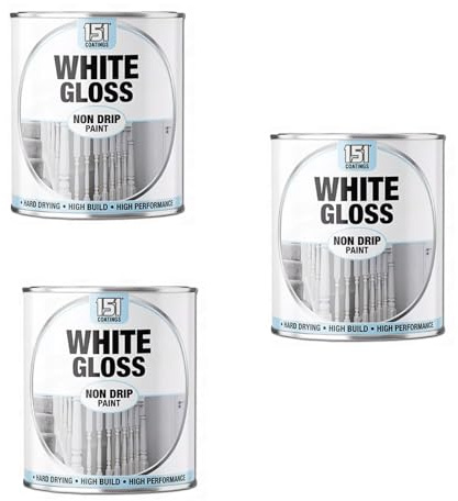 DIOXSTAR White Gloss Non-Drip Paint, Fast Drying, High Build, High-Performance Paint, Gloss Finish, Interior and Exterior Use, Suitable for Wood, Metal, 300ml (3 PCS)
