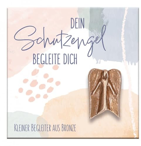 Butzon & Bercker Engel-Plakette aus Bronze - Dein Schutzengel begleite Dich. Moderner, zierlicher Handschmeichler und Glücksbringer mit Engel-Figur. Christlicher Talisman als kleines Geschenk