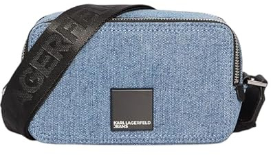 Karl Lagerfeld Jeans Women Box Logo Camera Bag Denim Washed Mid Blue One size