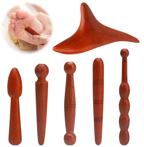 6 Pièces Appareil Massage Points de Déclenchement Trigger Bâton Massage en Bois Pieds Bâtons Musculaire pour Relaxation des Pieds Du Cou des épaules et Bras