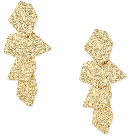 TOVABA Boucle d'Oreille Clip Femme, Design Moderne et Raffiné, Boucles d'Oreilles Or Texturées, Bijoux Élégants et Tendance Cadeau
