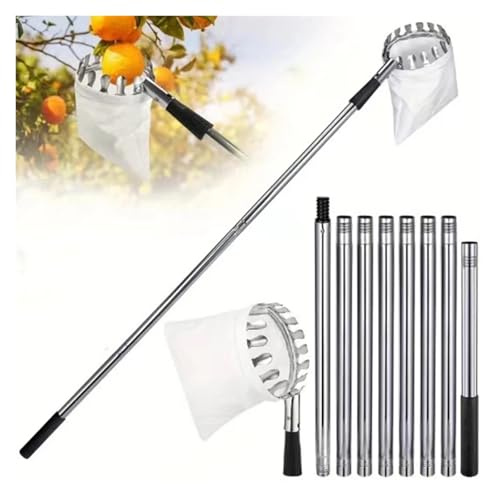 RRYPBOVG Pinza Telescopica Raccoglitrice di Frutta con Asta telescopica in Acciaio Inossidabile da 1,6/2,4/3,2/4 m(3.2M Fruit Picker)