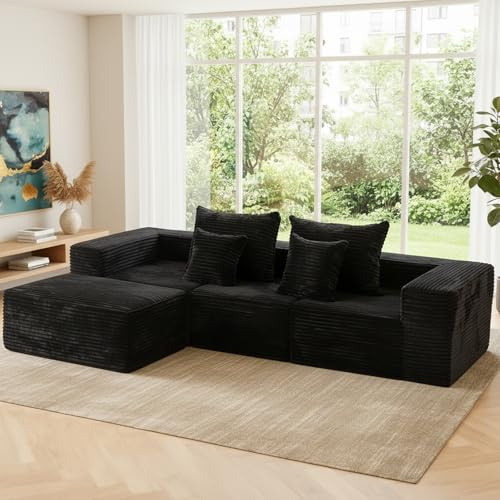 BYCCZMGAD Boneless modulär L-formad soffa, molnsoffa med bäddsoffa och sovfunktion, bekväm sektionssoffa för vardagsrummet, modern relaxsoffa, ingen montering krävs