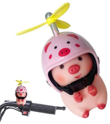 Décoration de guidon de vélo - de cochon de dessin animé de 10 cm - Activée par vibrations - Ornement de trottinette ludique pour et adultes - Accessoires de guidon de vélo, aventures