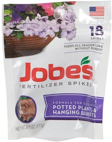 Jobe’s Flower Fertilizer Spikes, Easy Plant Care Fertilizer for Potted Plants and Hanging Baskets, 18 Count