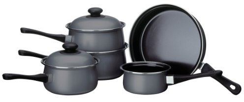 Premier Housewares Steel Pan Set Pots And Pans Sets Non Stick Kitchen Set Cooking Pans Steel Cookware Set Cookware Silver Grey 5 Piece