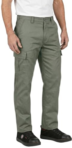 Lee Cooper LCPNT205 Pantaloni Cargo classici da lavoro multitasche per uso intensivo e di facile manutenzione da uomo, Khaki, 30W / 33L