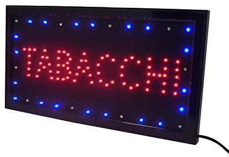 Cucuba® Insegna Luminosa A Led Con Scritta Tabacchi 48x25x2cm