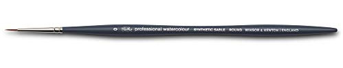 Winsor & Newton 5011100 professionell akvarellpensel, målarpensel för akvarellfärger med syntetiska fibrer, ergonomiskt handtag, hållbart och formstabilt, kort handtag – rund borste nr 0