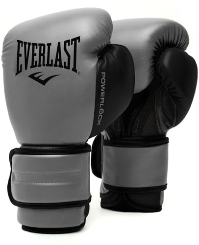 Guanti da Boxe Everlast Powerlock 2R 10oz Grigio Carbone per sacco, colpitori e sparring, supporto polso Turnback avanzato, imbottitura a 4 strati e presa ergonomica - Originale Everlast