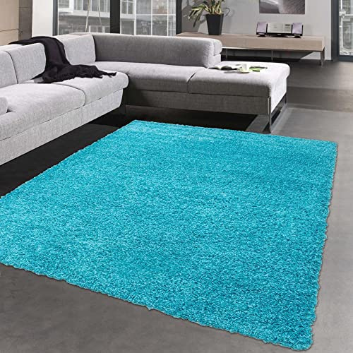 CARPETIA Spaghettimatta gosig varm i turkos storlek 140 x 200 cm