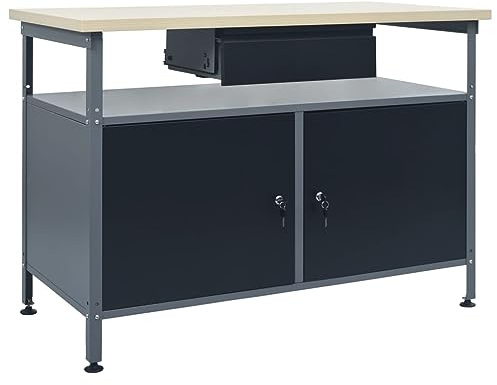 vidaXL Arbetsbänk svart 120 cm x 60 cm stål