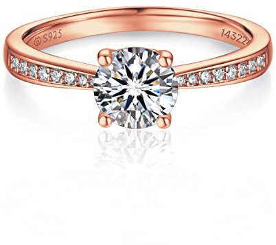 MomentWish Engagement Rings Moissanite Ring Rose Promise Ring for Women
