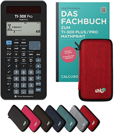 TI-30X Pro MathPrint Incl. Funda Protectora Rojo y Libro especializado (132 páginas, DIN A5) – Calculadora científica – Smart Set (Alemán)