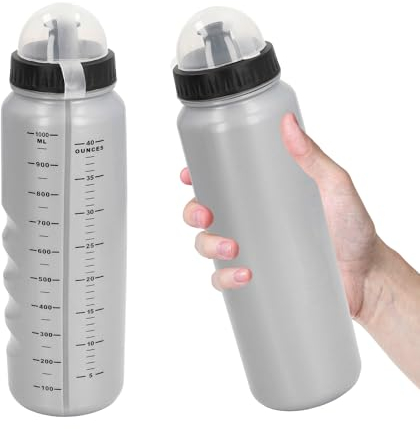 Tissting Botella de Agua para Bicicleta de 1 L, Bidon de Agua para Ciclismo con Boquilla de Plástico de Grado Alimenticio, Botella para Apretar con Tapa Antipolvo para Ciclismo y Deportes