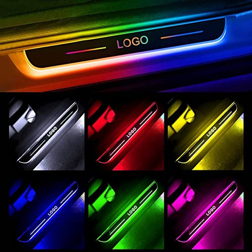 LED Sill Plate Lights, Pedal Lights with Logo, Waterproof, 7-Color, Auto-Sensing, Custom Logo, for All Cars