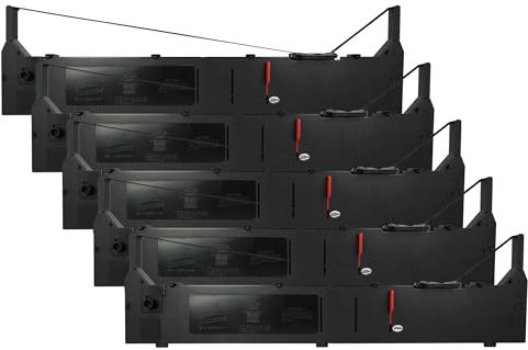 vhbw 5x Farbband Schriftband kompatibel mit Epson DFX 5000 Serie, 5000 Plus, 8500, 8000, 5000 Nadeldrucker, Bondrucker - Schwarz