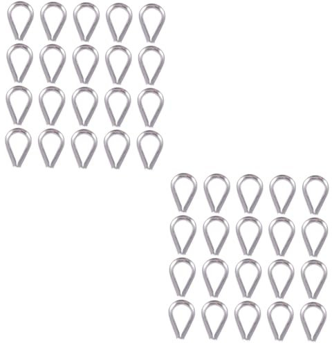 JECOMPRIS 40piezas Abrazaderas De Cuerda Inoxidable Anillos Forma De De Accesorios Para Cables De Resistencia Corrosión y Abrasión Para De Rigger y Plata