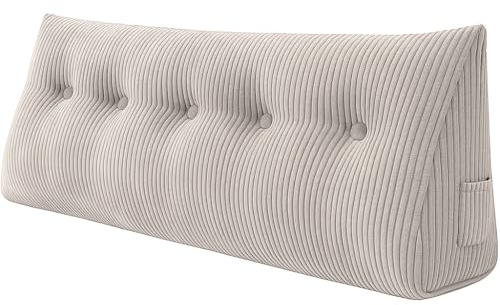chilly pilley® Stützkissen Cord Rückenkissen Lesekissen Bettkissen Wandkissen Keilkissen Bettstützkissen viele Farben, 100x50x20 (Creme)
